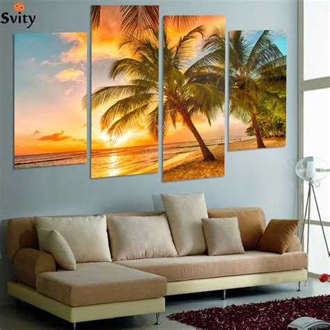 Art painting modern canvas print beach seascape byron bay andy baker australia. 4Piece Sunset Seascape Inclued Coco Beach Modern H Wall ...