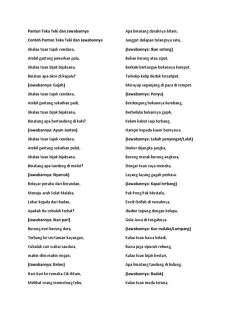 Pantun Teka Teki Dan Jawabannya Pakai Pantun | review terbaru