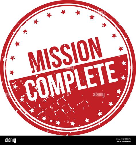 Mission Complete Rubber Stamp Red Mission Complete Rubber Grunge Stamp
