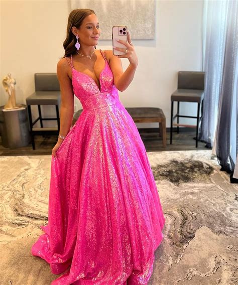 Hot Pink Prom Dresses With Straps