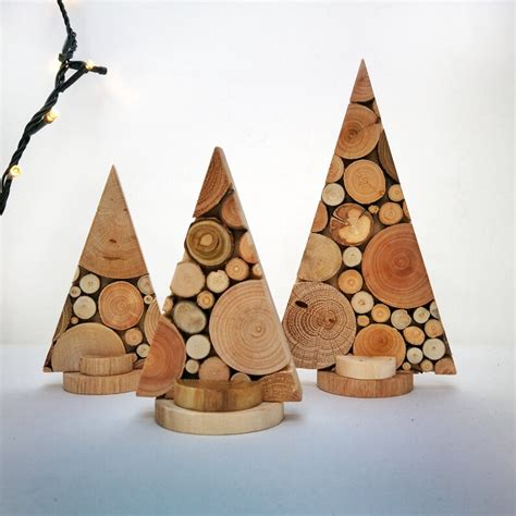 Set Of Small Wooden Christmas Tree Made From Reclaimed Wood Etsy