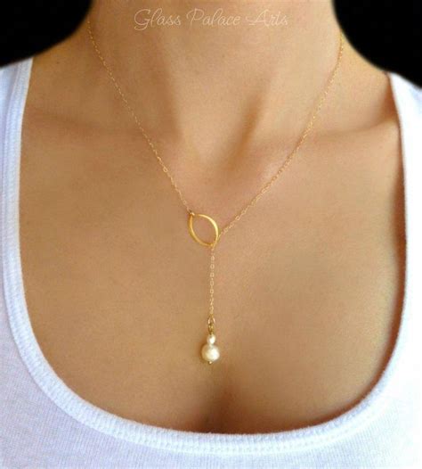 Dainty Freshwater Pearl Necklace Pearl Lariat Necklace Pearl