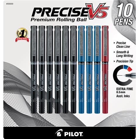 Pilot Precise V5 Extra Fine Point Premium Rolling Ball Pen Assorted