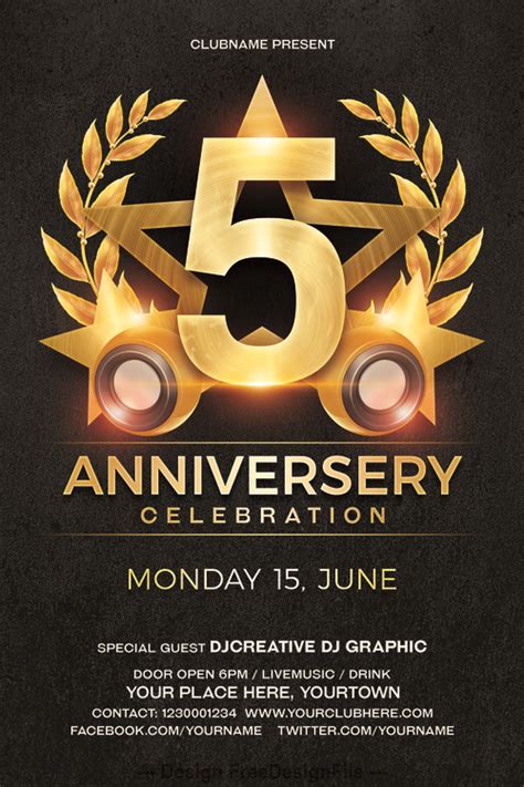 Golden With Black Styles Anniversary Party Flyer Psd Template Free Download
