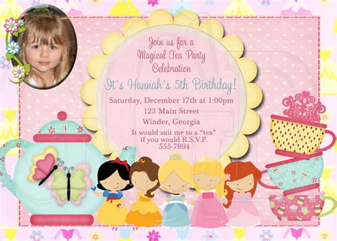 Cool Princess Tea Party Birthday Invitations Princess Tea Party