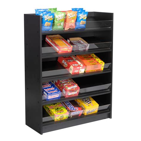 5 Shelf Floor Standing Candy And Snack Display Black Laminate Retail