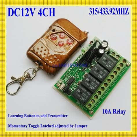 Ch Relay Dc V Wireless Receiver Transmitter Momentary Toggle