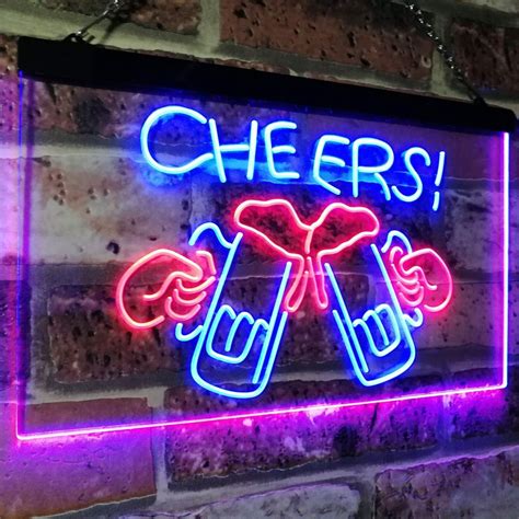 Cheers Beer Mugs With Hands Two Colors LED Home Bar Sign Three Sizes
