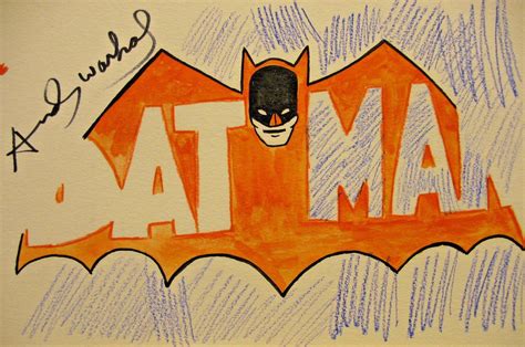 Original Painting Drawing Signed Andy Warhol Batman Pop Art