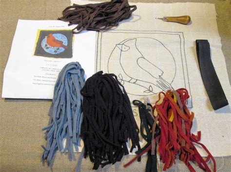 Beginner Cardinal Primitive Rug Hooking Kit Includes Cut Wool Etsy