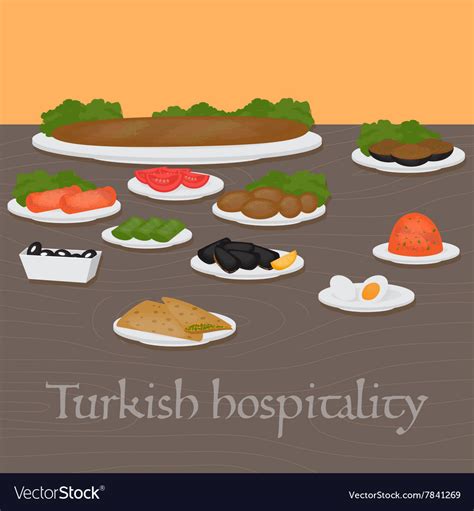 Turkish Hospitality Common Main And Side Dishes Vector Image