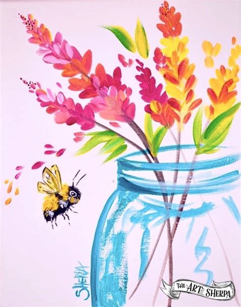 Easy Flower Jar Acrylic Painting Tutorial For Beginners Step By Step