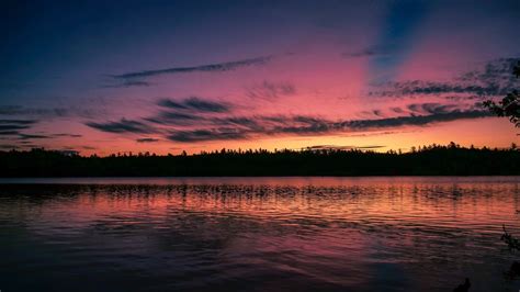 Sunset Lake Horizon Sky Clouds Picture Photo Desktop Wallpaper