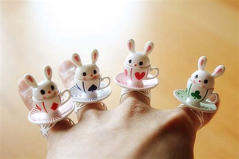 Alice In Wonderland Rabbit Teacup Ring Etsy