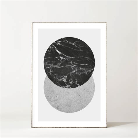 Concrete And Black Marble Minimalist Circle Print By Yve Print Co