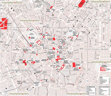 Milan Attractions Map Pdf Free Printable Tourist Map Milan Waking Tours