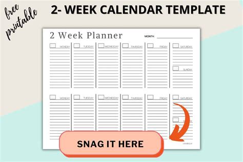 Two Week Calendar Template Free Printable Weekly Planner ⋆ Love Our