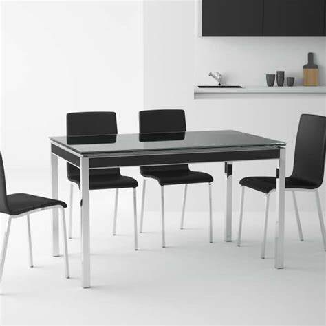 Idéal pour chalet ou premier appartement. Table de cuisine en verre avec rallonge - Bambola | 4-pieds.com