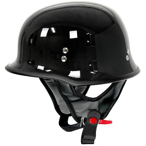 Outlaw Helmets T99 Glossy Black German Style Motorcycle Half Helmet For