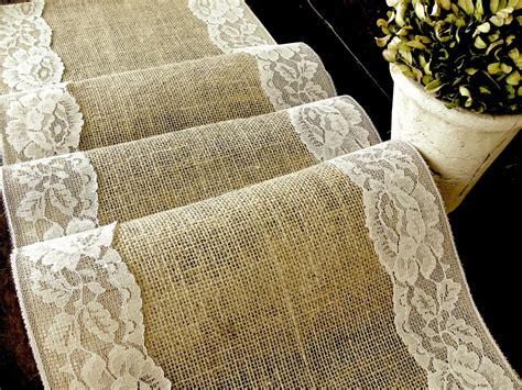 Country Wedding Table Runner Burlap And Lace By Hotcocoadesign