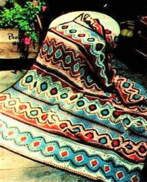 Vintage Crochet Navajo Afghan Pattern Pdf Instant Digital Etsy