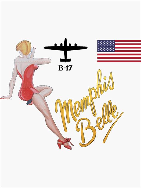 Memphis Belle Ww2 Bomber Nose Art B 17 Flying Fortress American Flag