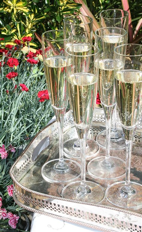 Champagne Glasses On Vintage Silver Tray Bbq Wedding Entertaining