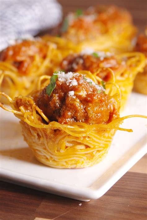 Spaghetti And Meatball Bites Bite Size Appetizers Finger Food Appetizers