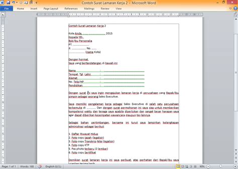 Pilih tab page layout klik icon orientation dan layout dokumen portrait 5. Contoh Surat Lamaran Kerja File Microsoft word - Oppo