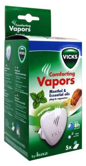 Vicks Comforting Vapors Electric Diffuser Of Essential Oils 5 Fragranced Refills