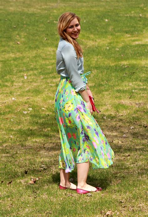 Easter Outfit Floral Print Skirt Chambray Rachel S Lookbook