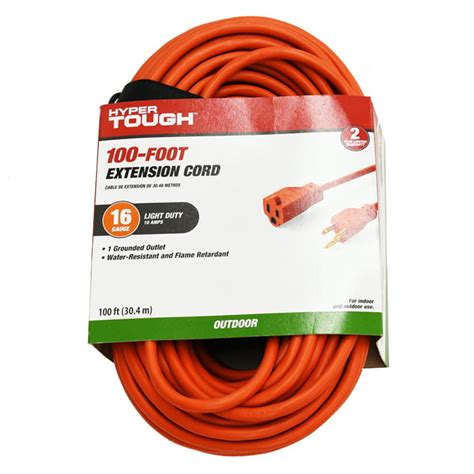 Hyper Tough 100 Ft 163 Extension Cord Orange Indooroutdoor Use