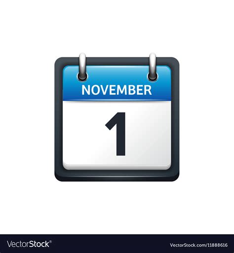 November 1 Calendar Icon Flat Royalty Free Vector Image