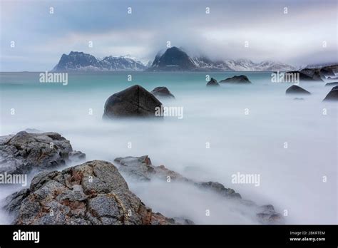 Norway Nordland County Lofoten Islands Myrland Beach Stock Photo
