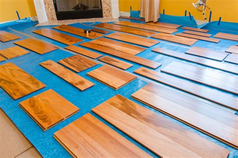 Engineered Hardwood Flooring Planks Laid Out To Be Installed My