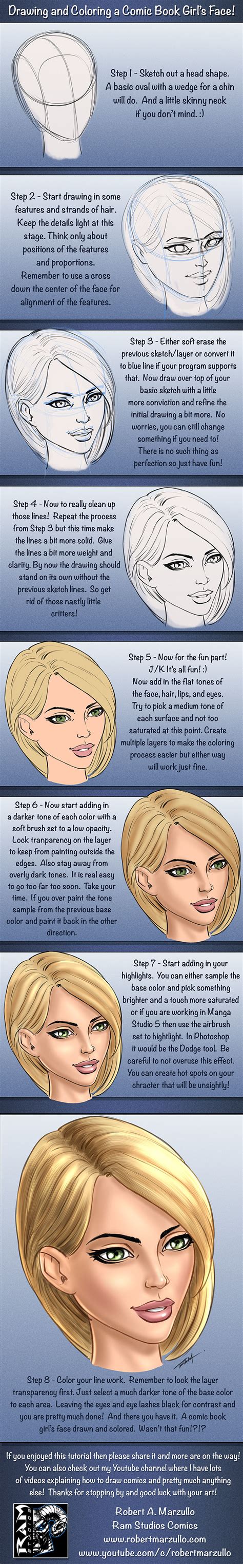 How to Draw and Color a Comic Book Face Tutorial by robertmarzullo