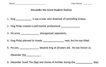 Collection of most popular forms in a given sphere. WORLD HISTORY: Alexander the Great Student Outline And Key ...
