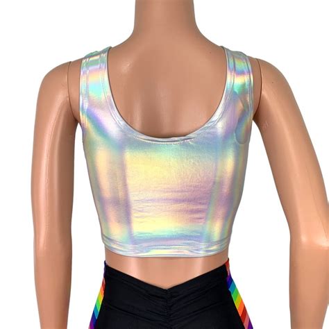 Rainbow Pride Heart Crop Top Holographic Parade Shirt Etsy