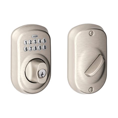 Schlage Plymouth Satin Nickel 1 Cylinder Electronic Deadbolt Lighted