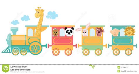 Cute Animal On Train Stock Illustration Illustration Of Teddy 51328572