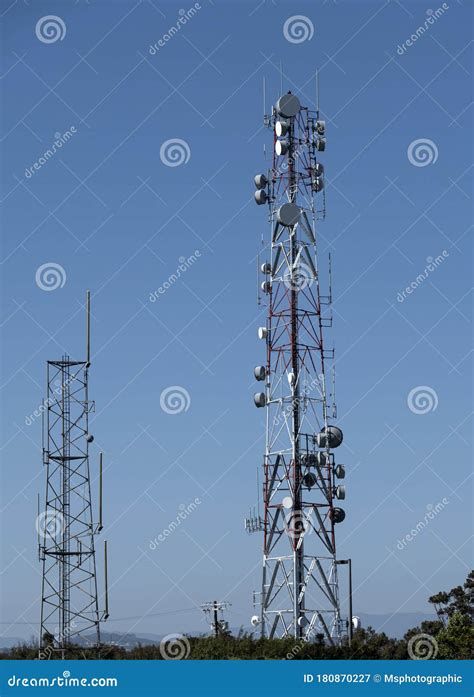 Two Communications Towers Stock Image Image Of Communication 180870227
