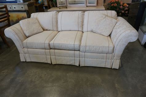 Rolled Arm White Fabric Sofa By Clayton Marcus Furniture