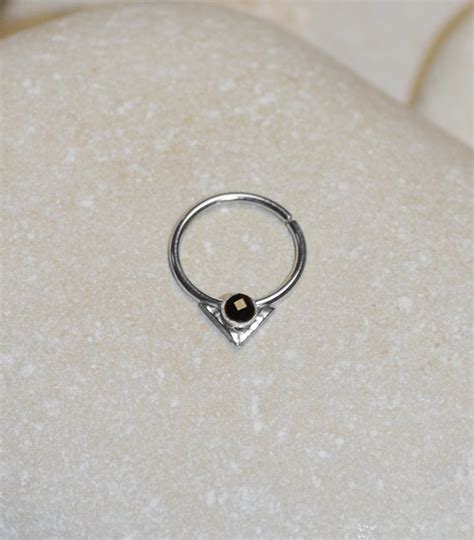 2mm onyx septum ring silver septum piercing small nose