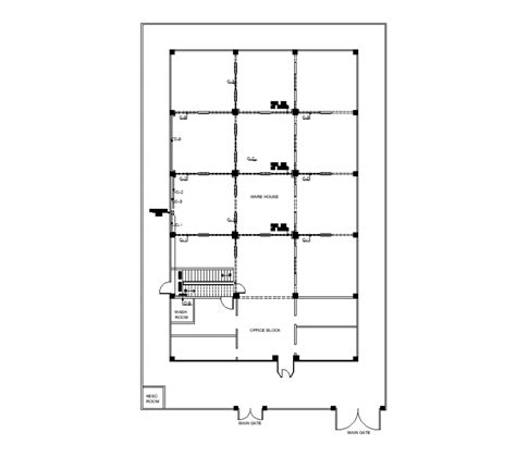 Warehouse Building Plan Layout Dwg File Cadbull