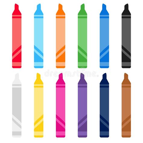 Colorful Crayons Clipart Pack Twelve Colors Stock Vector Illustration