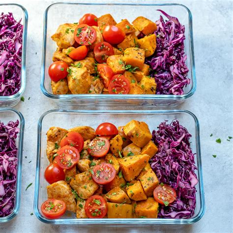 Onto our sheet pan, add the cubed sweet potatoes (leave the skin on for extra nutrients!), diced red onion, and. Roasted Chicken + Sweet Potato Meal Prep for Clean Eating ...
