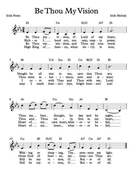 Free Sheet Music - Free Lead Sheet - Be Thou My Vision, Irish Melody