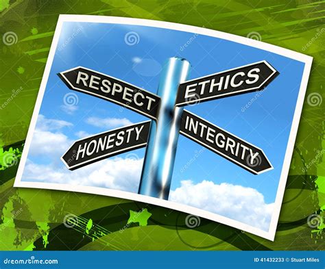 Respect Ethics Honest Integrity Sign Means Good Qualities Stock Image