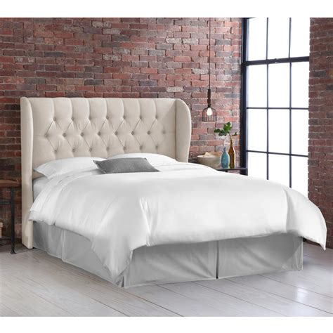 Mattress and box spring required, not included. Skyline Furniture King Tufted Wingback Headboard in Linen ...