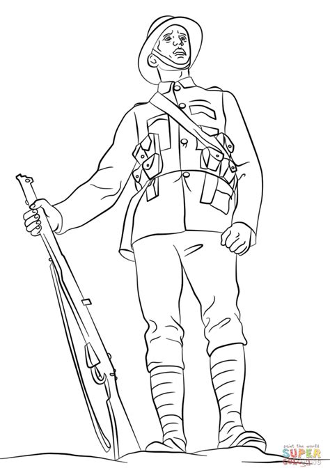 Ww1 Soldier Drawings Easy Sketch Coloring Page